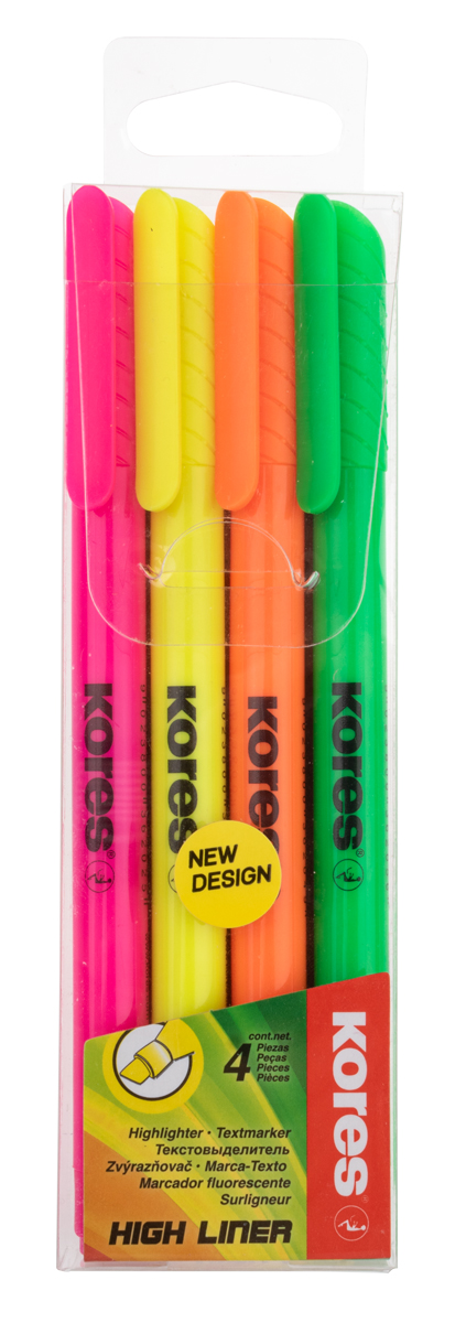 Kores High Liner 4er Set Textmarker in grün, pink, gelb und orange