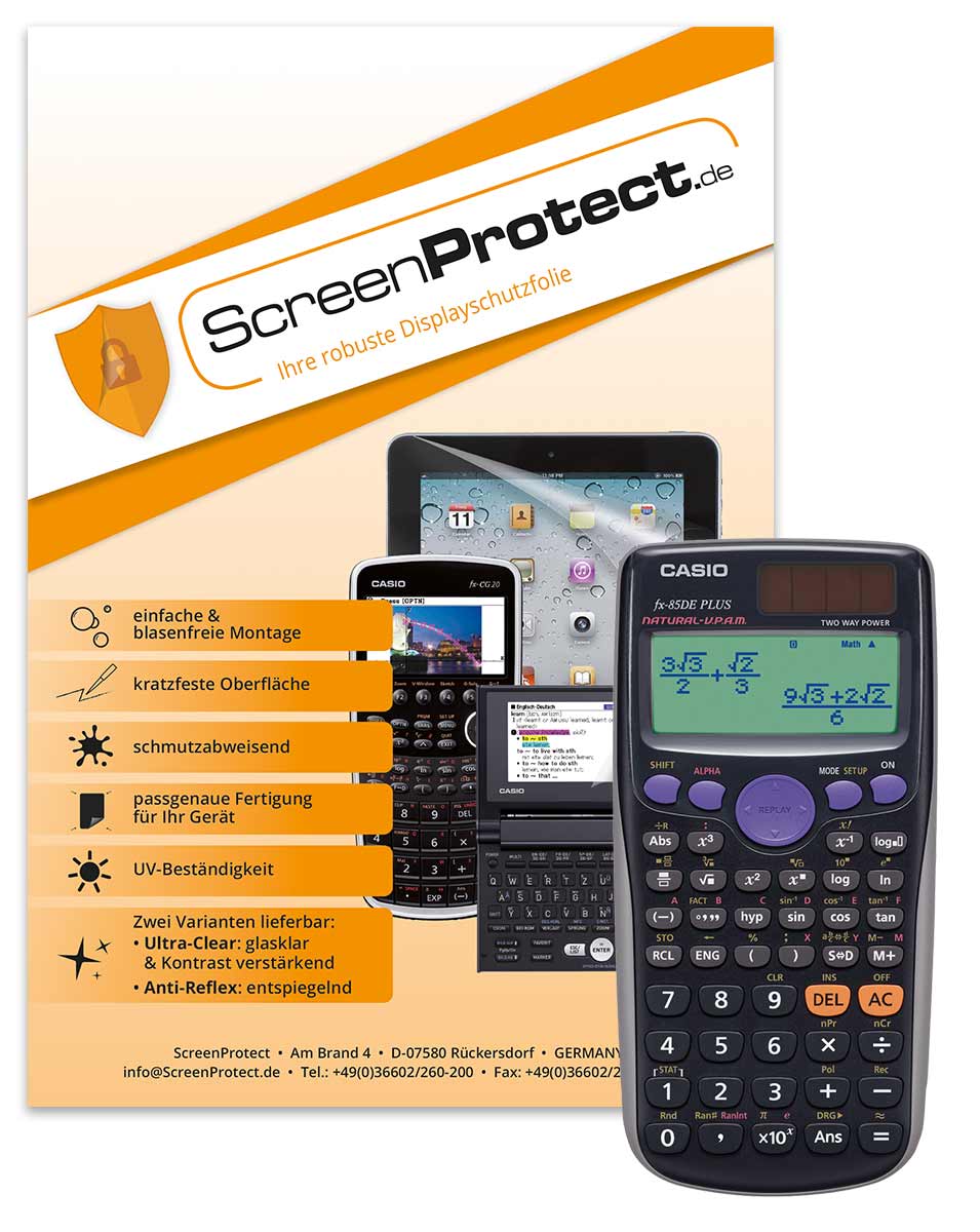 ScreenProtect Displayschutzfolie UltraClear Casio FX-82/85/86/87/991 DE Plus, 87 DE Plus2nd