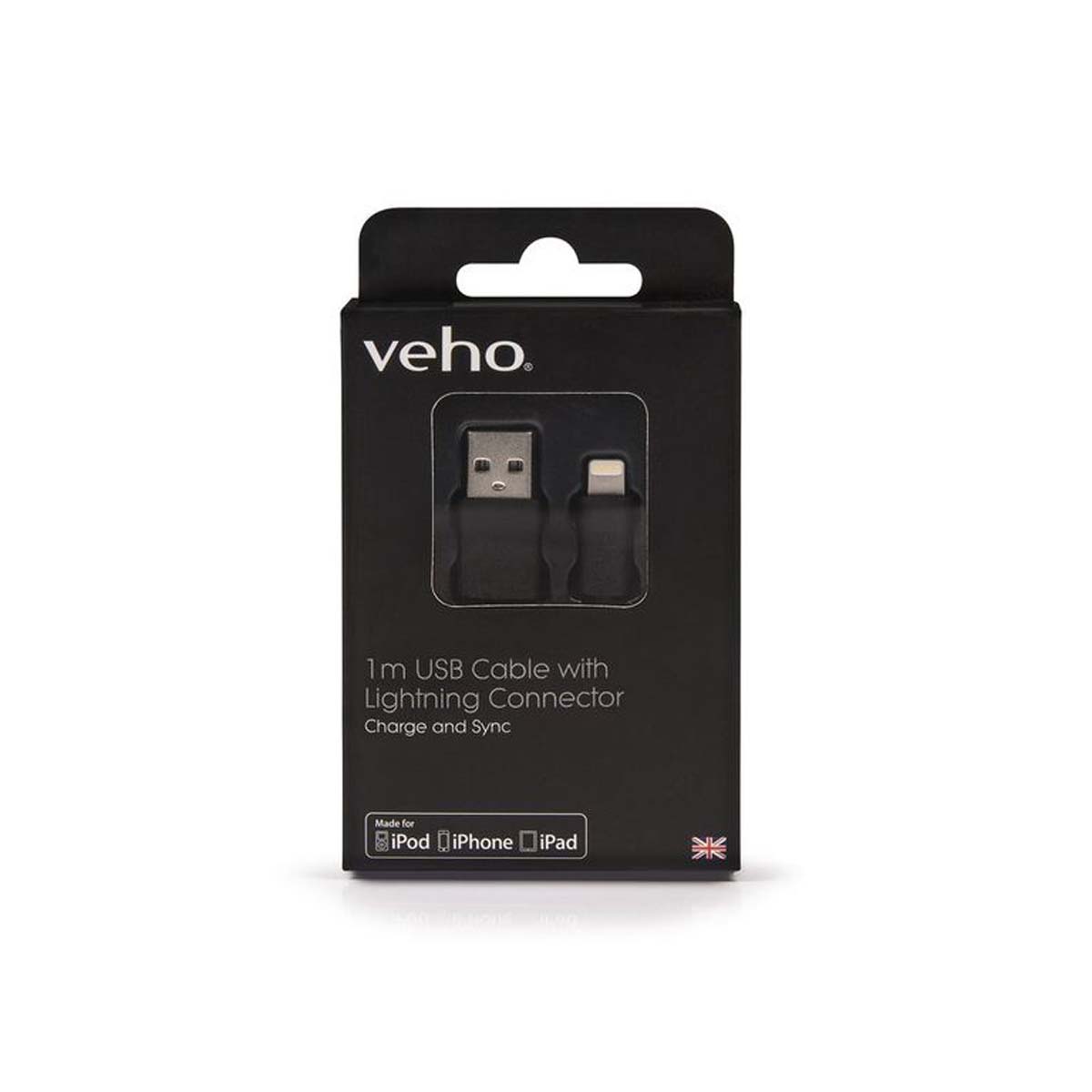 Veho VPP-501-1M Lightning zu USB Kabel, 1m, schwarz, Apple zertifiziertes Blitzkabel