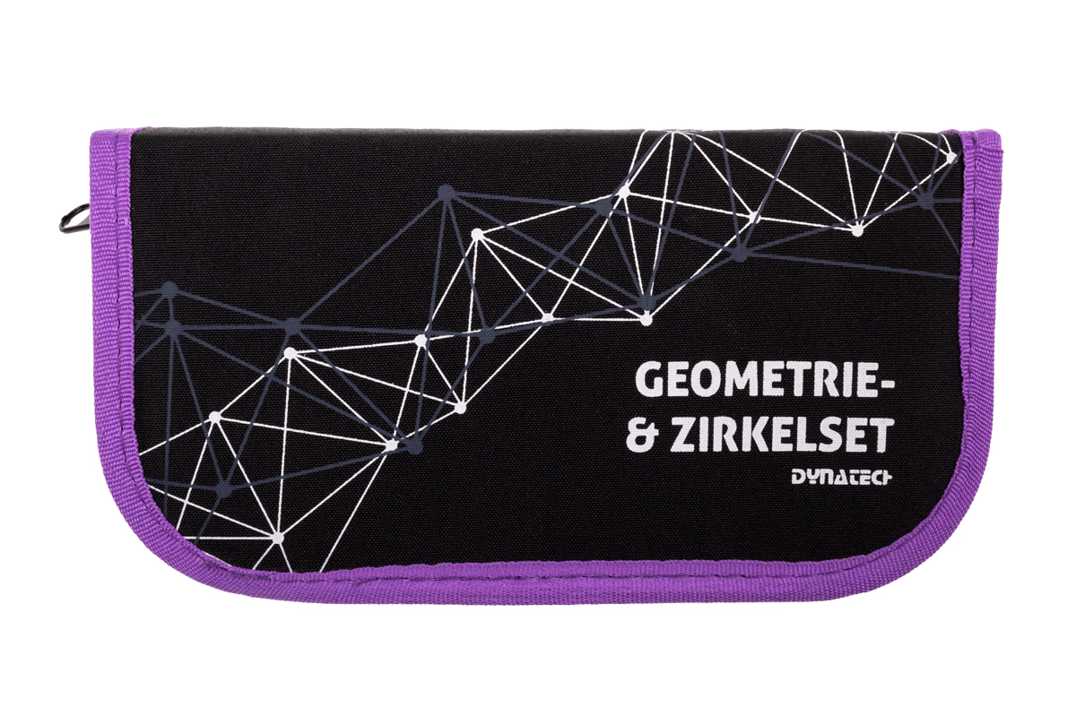 DynaTech Geometrie- und Zirkelset (13-teilig) Etui mit Reißverschluss in violett