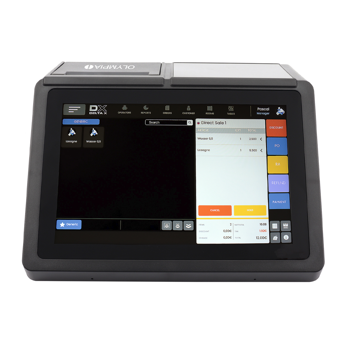 Olympia T110 Registrierkasse ohne TSE-Lizenz I Android 11 I 100 Bediener I 25,7cm Touchdisplay 