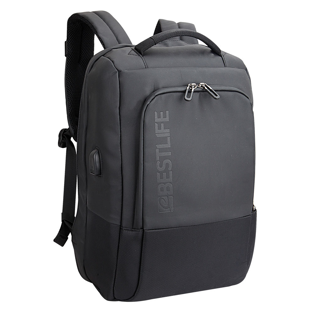 BestLife TravelSafe Neoton RUCKSACK grau Laptop Rucksack für 15,6'' + USB Connector