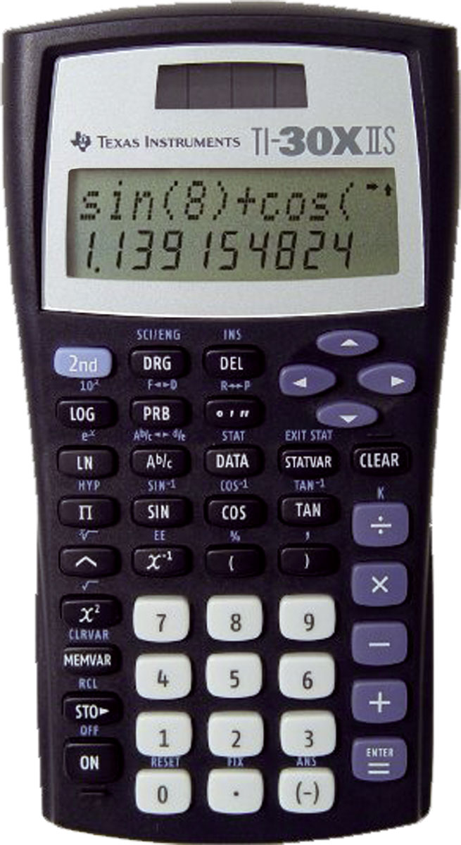 TI-30 X II S Schulrechner Texas Instruments, 2-zeiliiges Display, Solar 