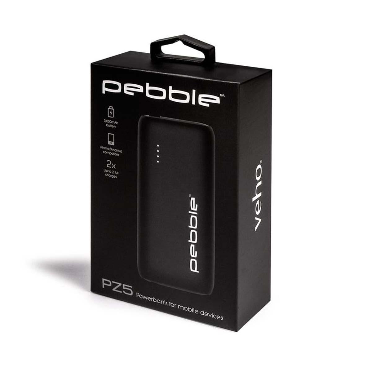 Veho VPP-012-PZ5-B Pebble Power Bank USB-C 5000 mAh, 12V, MFI-Apple-zertifiziertes Lightning-Kabel