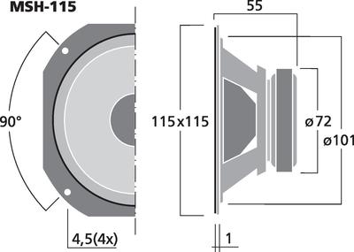 MONACOR MSH-115 Hi-Fi-Mitteltöner, 50 W, 8 O