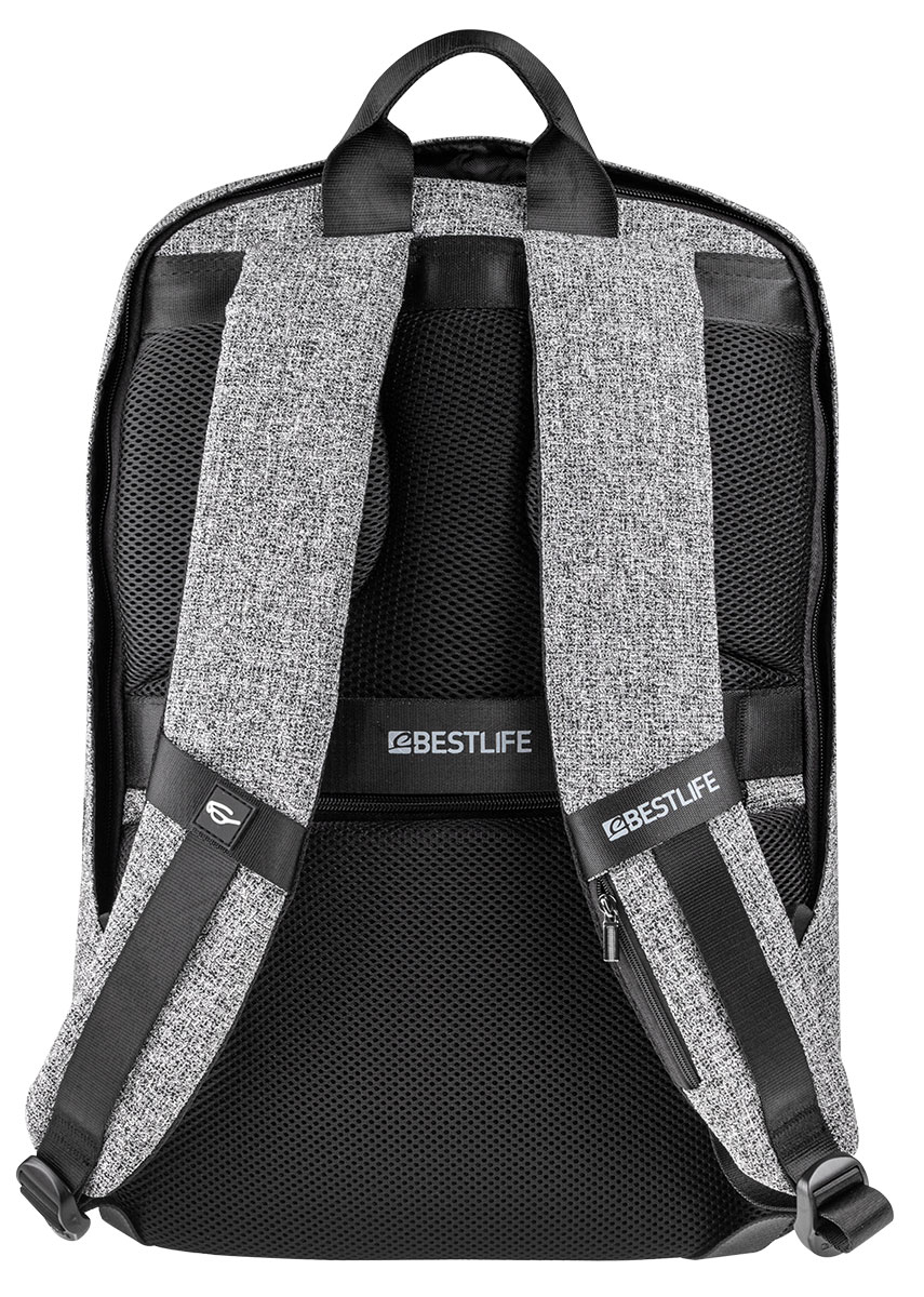 BestLife TravelSafe Calpe RUCKSACK grau Laptop Rucksack für 15,6'' + USB Connector