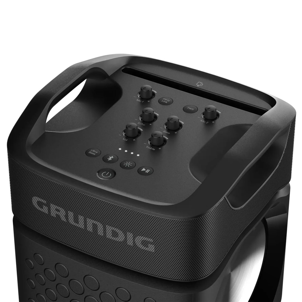 Grundig PartyHit Max Bluetooth Speaker, MP3, Streaming, 90 Watt 2.0 stereo Akku für 8h, spritzwassergeschützt