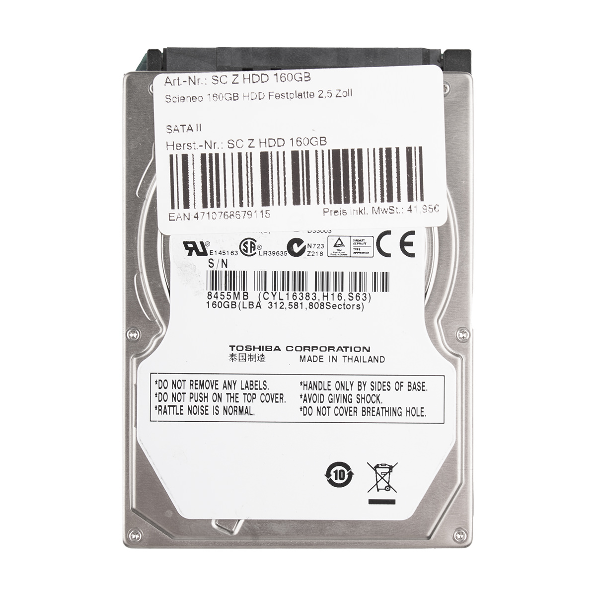 Scieneo 160GB HDD Festplatte 2,5 Zoll SATA II