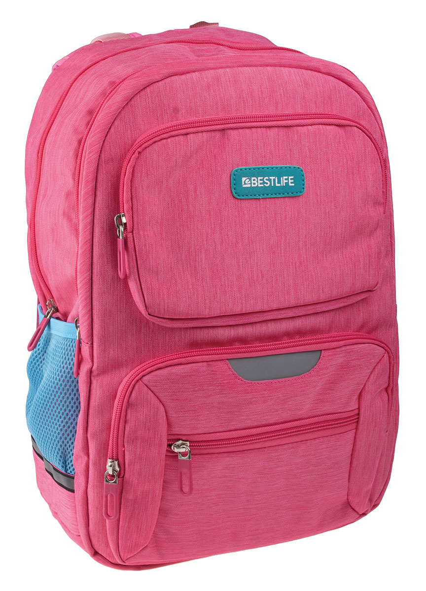 BestLife Schulrucksack für Laptop und Tablet bis 15,6 Zoll Smartphonefach pink / blau