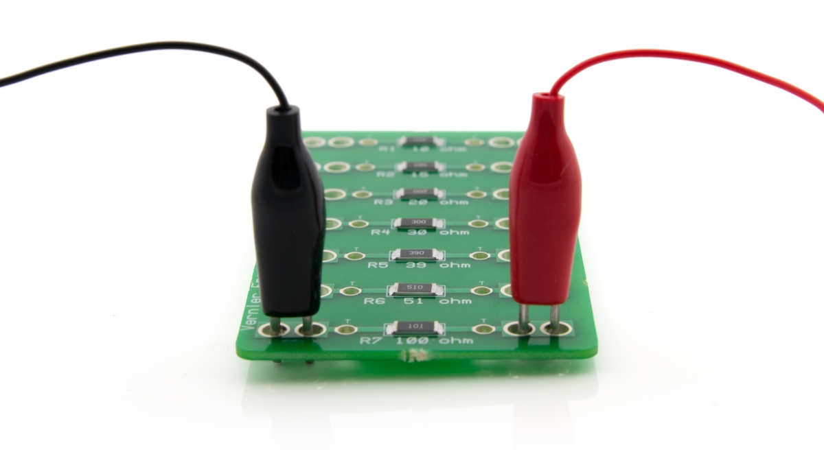 Vernier Nonius-Widerstandsplatine (VES-RB) mit Testclip-Löcher 10/15/20/30/39/51/100 Ohm, 3,5" x 2"