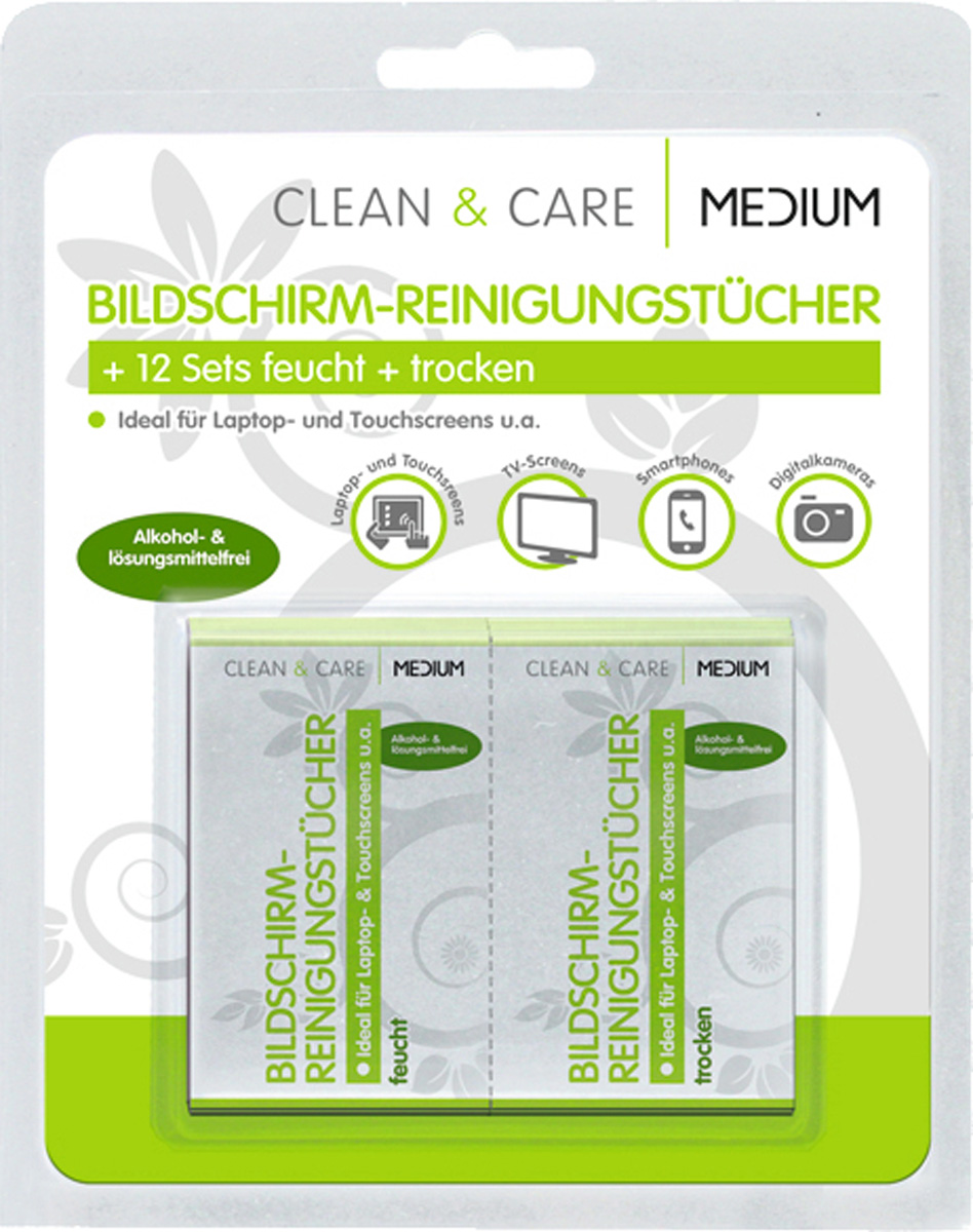 MEDIUM CLEAN & CARE Bildschirm-Reinigungstücher 12 Sets