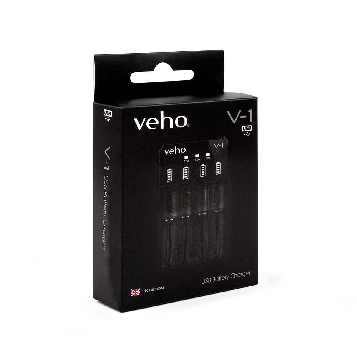 Veho VPP-011-V1 USB-Akkuladegerät mit LED Anzeige, 4 Kanäle, 2 A, mit Überladeschutz & Anti-Reverse-Ladeschutz