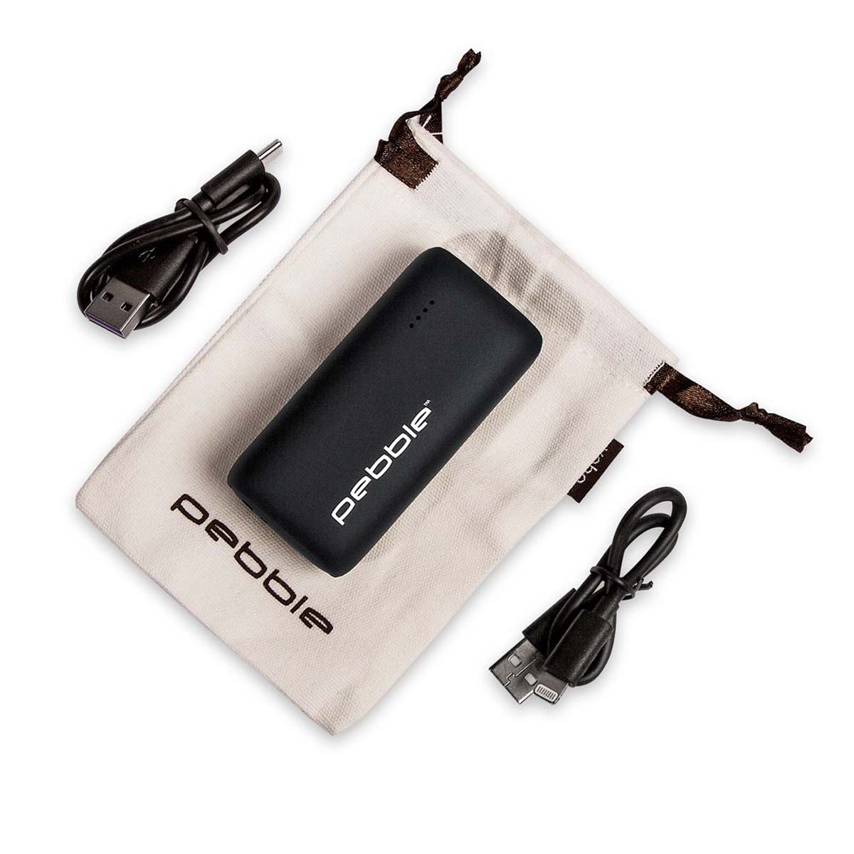 Veho VPP-012-PZ5-B Pebble Power Bank USB-C 5000 mAh, 12V, MFI-Apple-zertifiziertes Lightning-Kabel