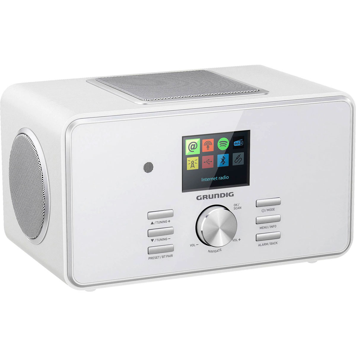 Grundig DTR 6000 X White Premium Radio | DAB+, UKW, Webradio | 28 Watt | Radiowecker WLAN, Bluetooth, Kopfhörer, Sendersuchlauf