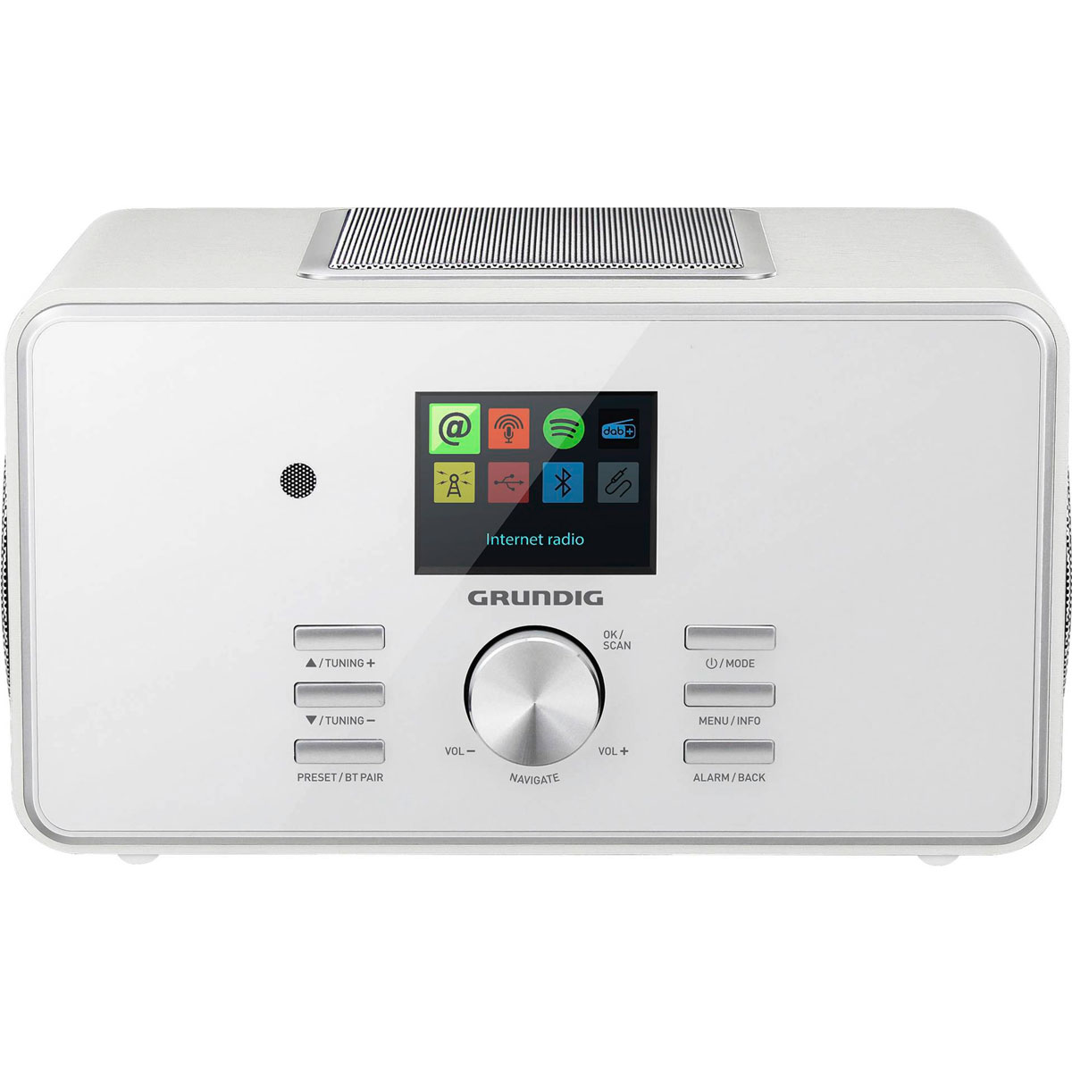 Grundig DTR 6000 X White Premium Radio | DAB+, UKW, Webradio | 28 Watt | Radiowecker WLAN, Bluetooth, Kopfhörer, Sendersuchlauf