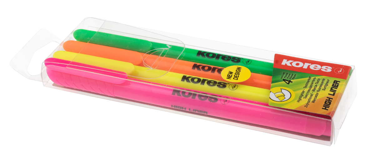 Kores High Liner 4er Set Textmarker in grün, pink, gelb und orange