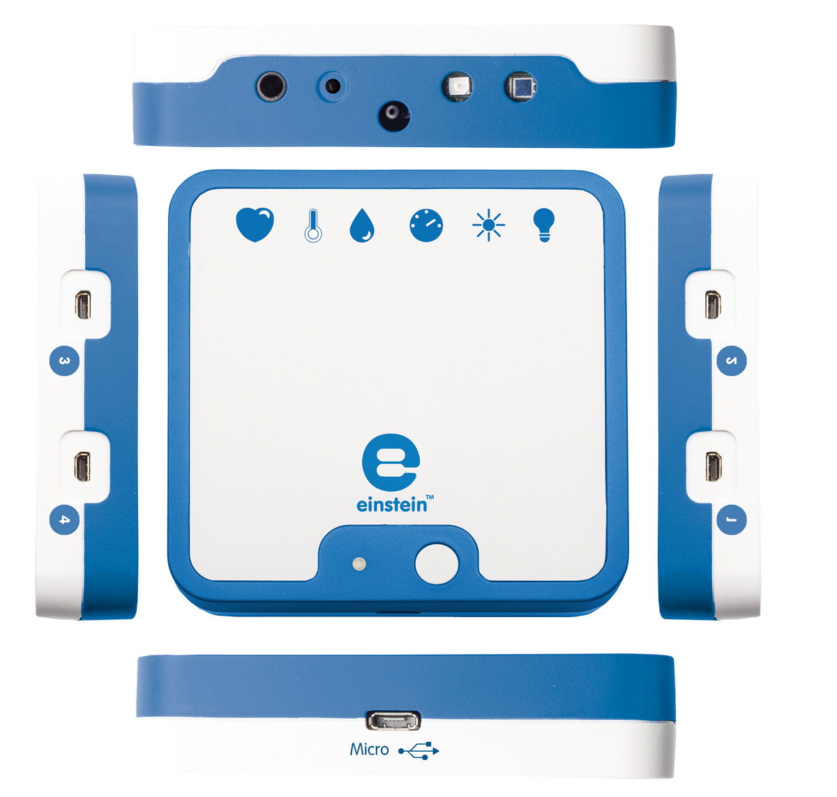 Fourier Einstein LabMate Plus Datenlogger inkl. 6 Sensoren intern, 4x Sensor-Port, Bluetooth, Akku