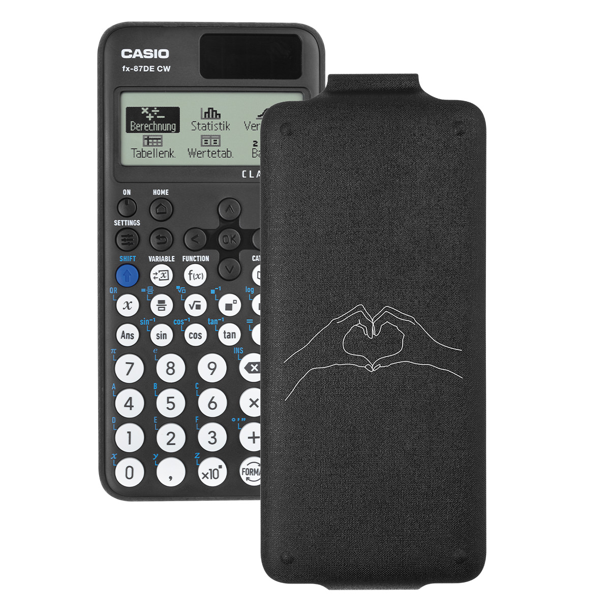 Casio FX-87 DE CW ClassWiz Schulrechner mit Herz-Bedruckung (Motiv 04)