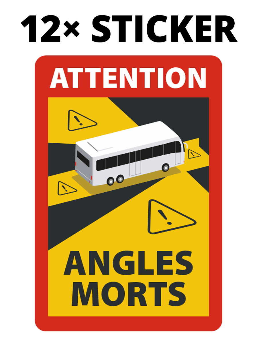 Angles Morts - Toter Winkel Hinweisschild für Bus/Wohnmobil selbstklebend, ablösbar, A5, 12 Stück