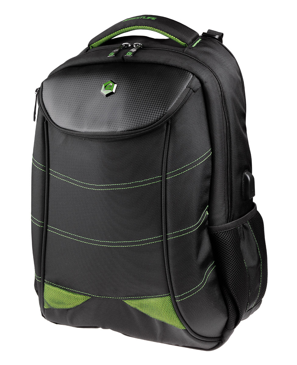 BestLife Gaming Snake Eye RUCKSACK schwarz/grün Gaming Rucksack mit USB Connector für 17'' Laptop