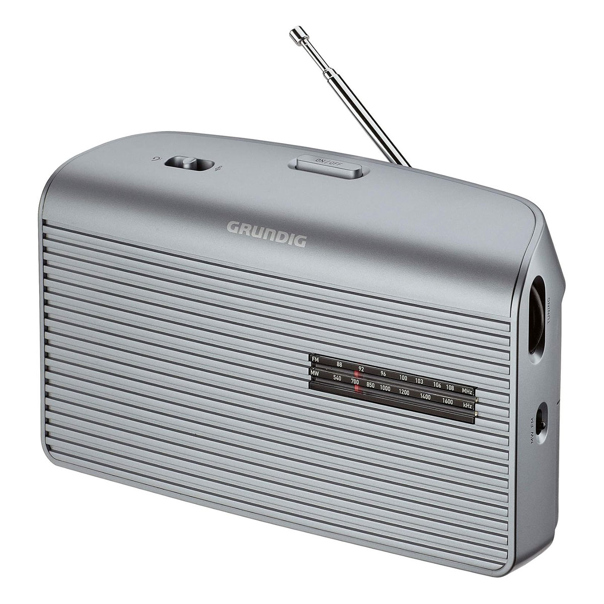 Grundig Music 60 Portables Radio silber, UKW/MW-Tuner, Netz- und Batteriebetrieb, Kopfhörerbuchse