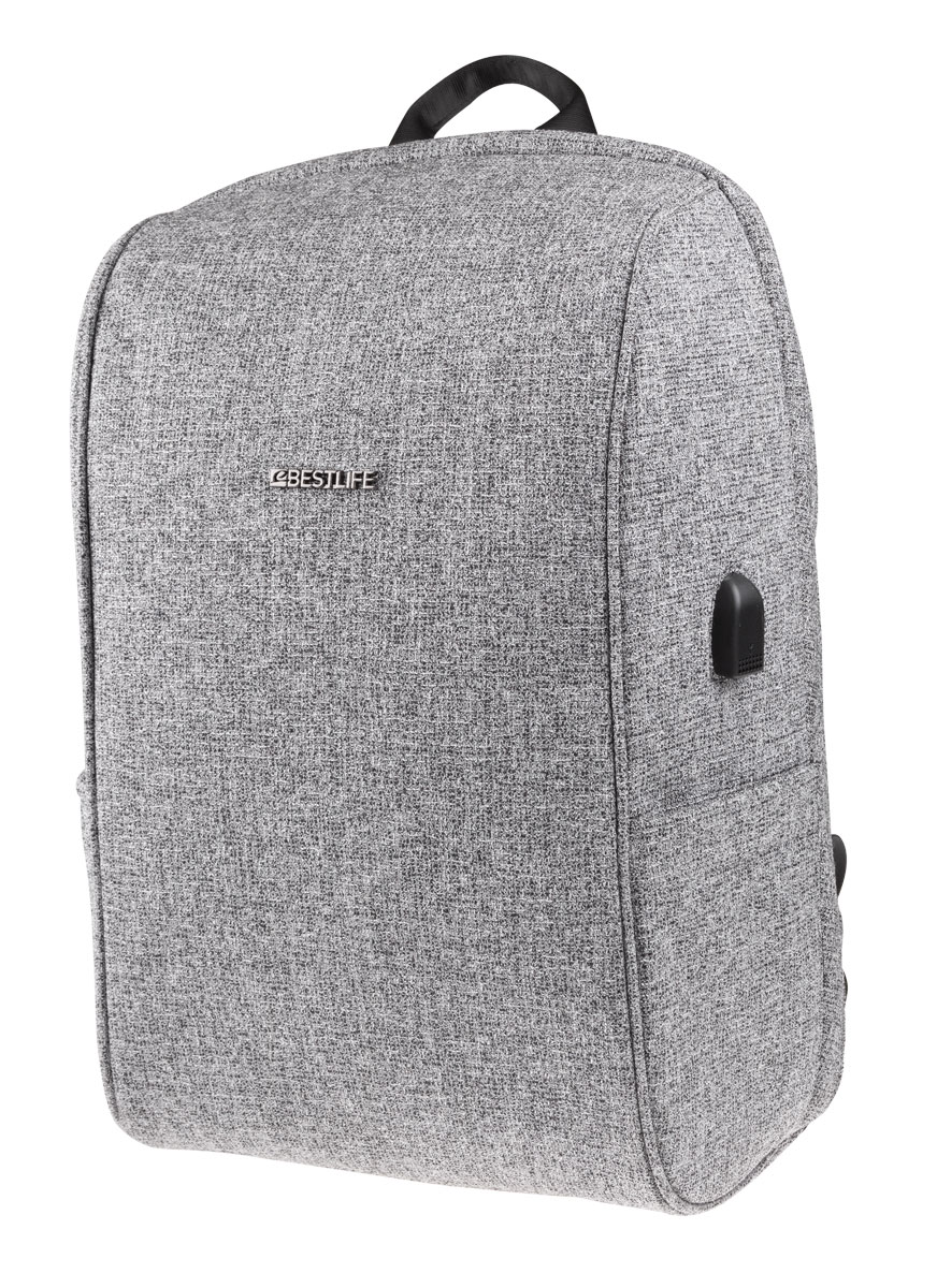 BestLife TravelSafe Calpe RUCKSACK grau Laptop Rucksack für 15,6'' + USB Connector