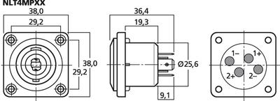 MONACOR NLT-4MP NEUTRIK-SPEAKON-Einbaubuchse