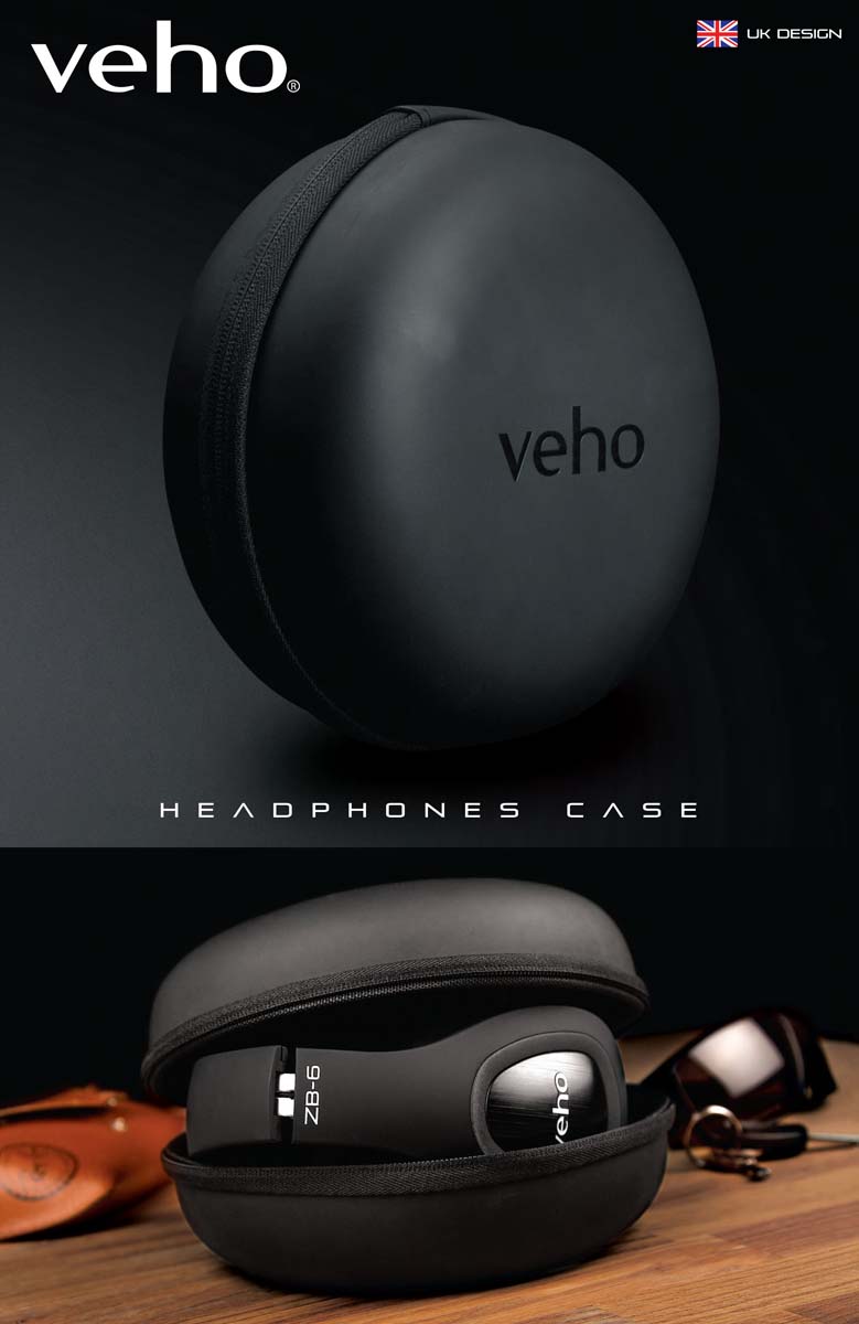 Veho VEP-A001-HCC Hülle für In-Ear Kopfhörer, schwarz, für Veho Kopfhörern Z10, Z8, ZB6, ZB5, Z4