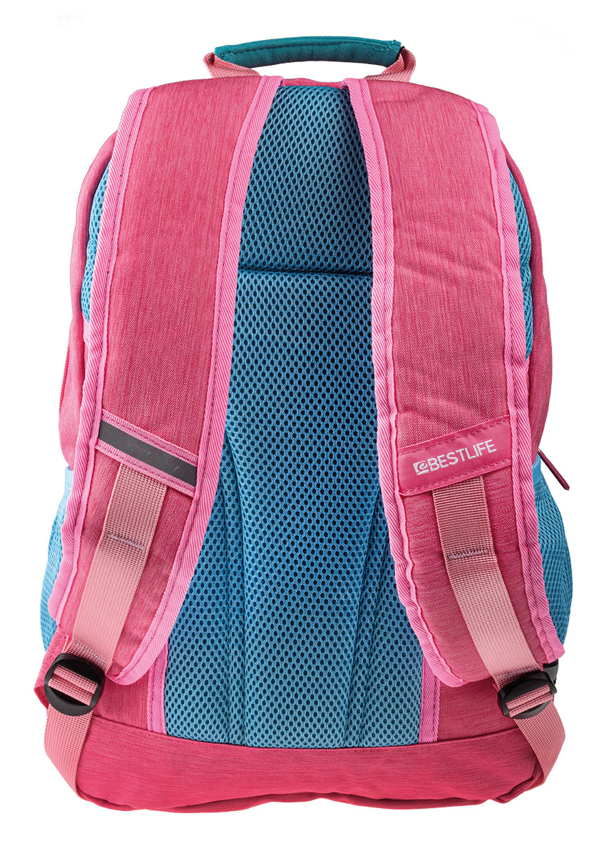 BestLife Schulrucksack für Laptop und Tablet bis 15,6 Zoll Smartphonefach pink / blau