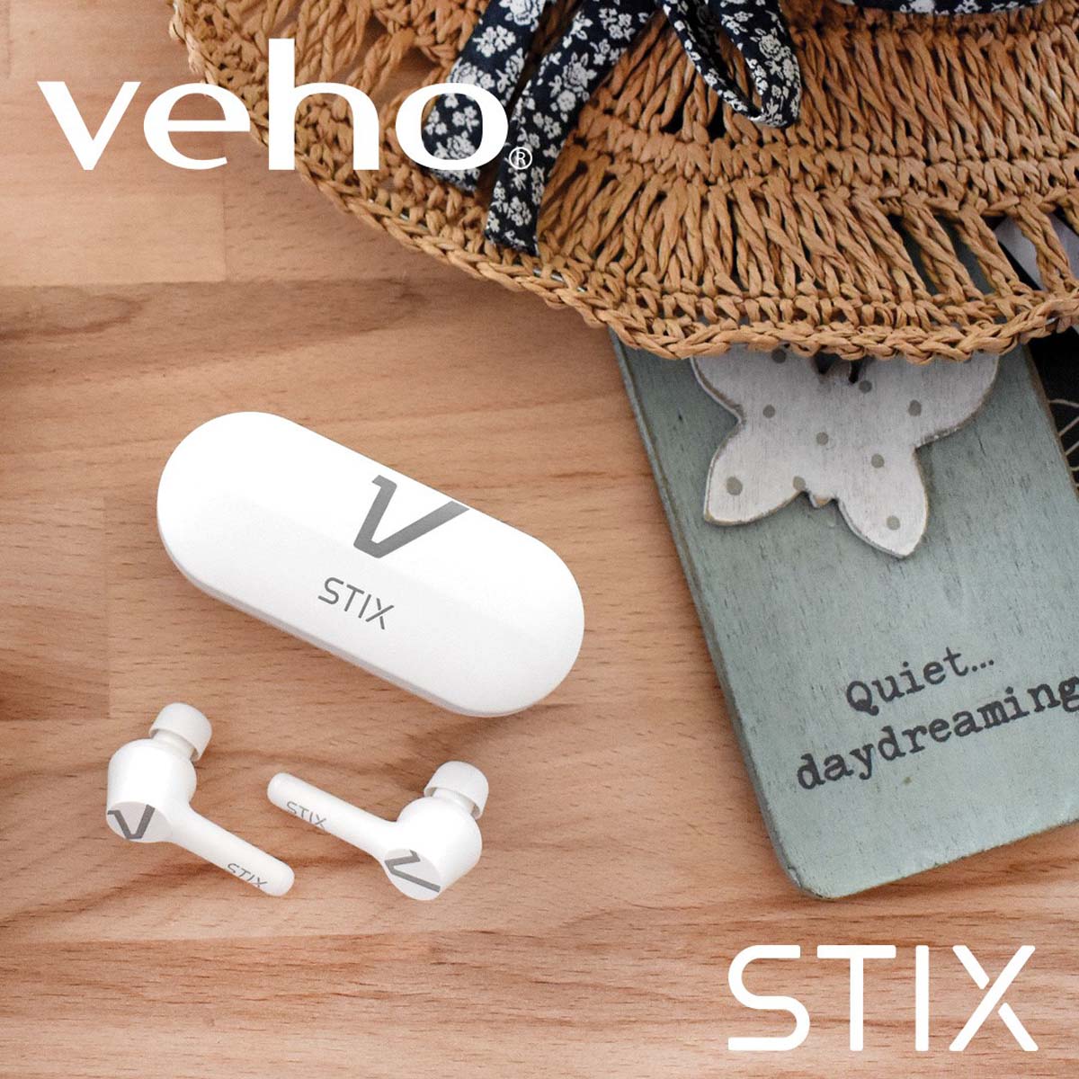 Veho VEP-115-STIX True Wireless Earphones weiß, inkl. Charging Case