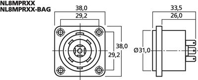 MONACOR NL8MPRXX Speakon-Einbaubuchse