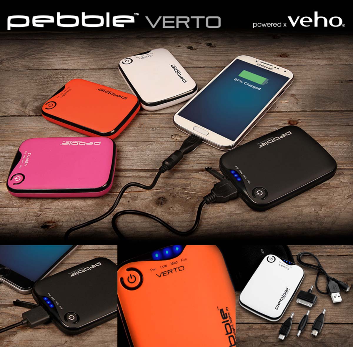 Veho VPP-201-CG Pebble Verto Powerbank in schwarz (3.700 mAh / USB)