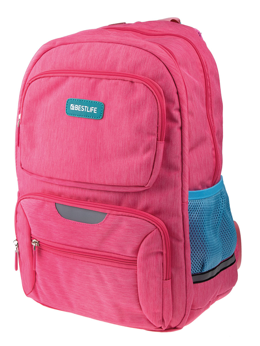 BestLife Schulrucksack für Laptop und Tablet bis 15,6 Zoll Smartphonefach pink / blau