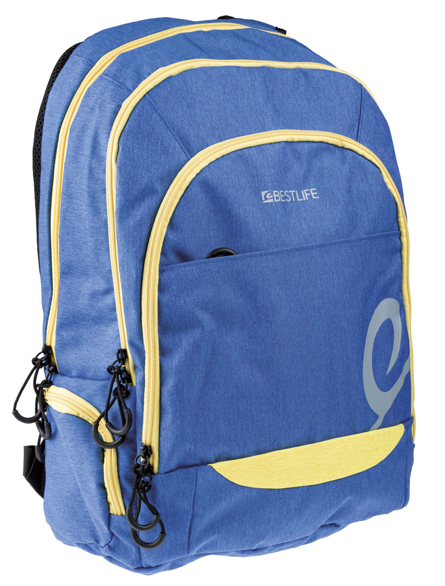 BestLife Rucksack für Laptop bis zu 15,6 Zoll stoßfest blau / gelb / schwarz