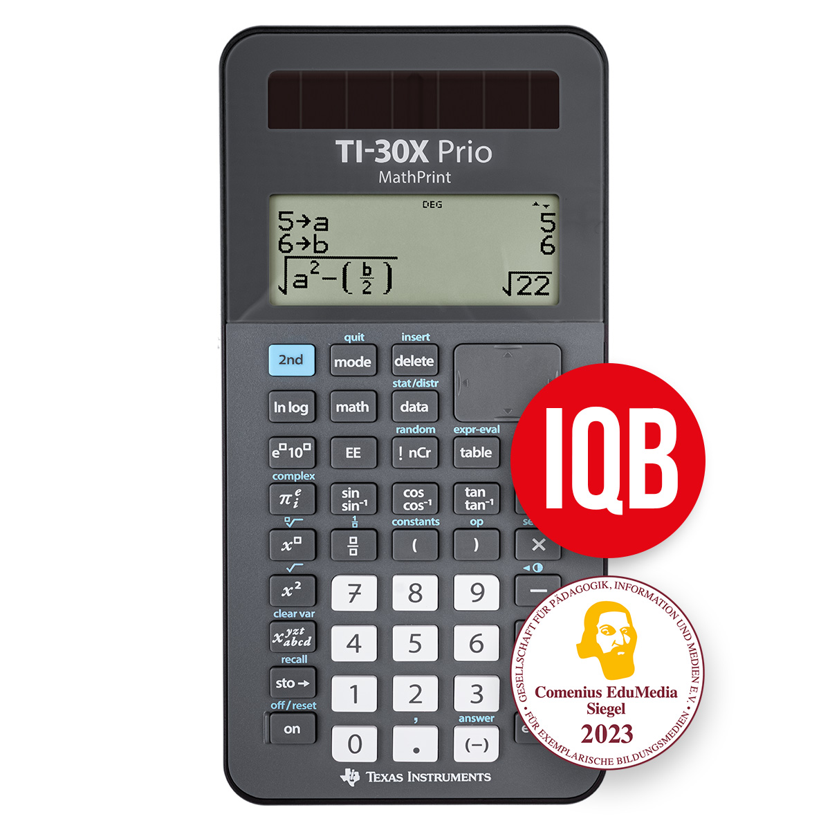 TI-30 X Prio MathPrint Schulrechner IQB-Standard Texas Instruments, natürliche Ein- und Ausgabe, Solar/Batterie