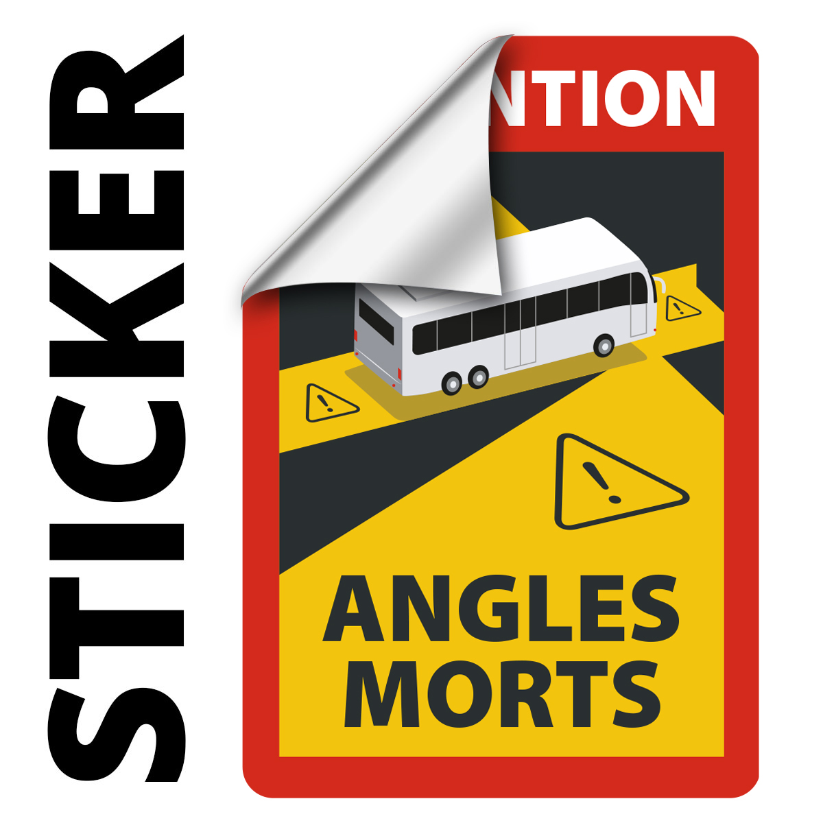 Angles Morts - Toter Winkel Hinweisschild für Bus/Wohnmobil selbstklebend, ablösbar, A5, 12 Stück