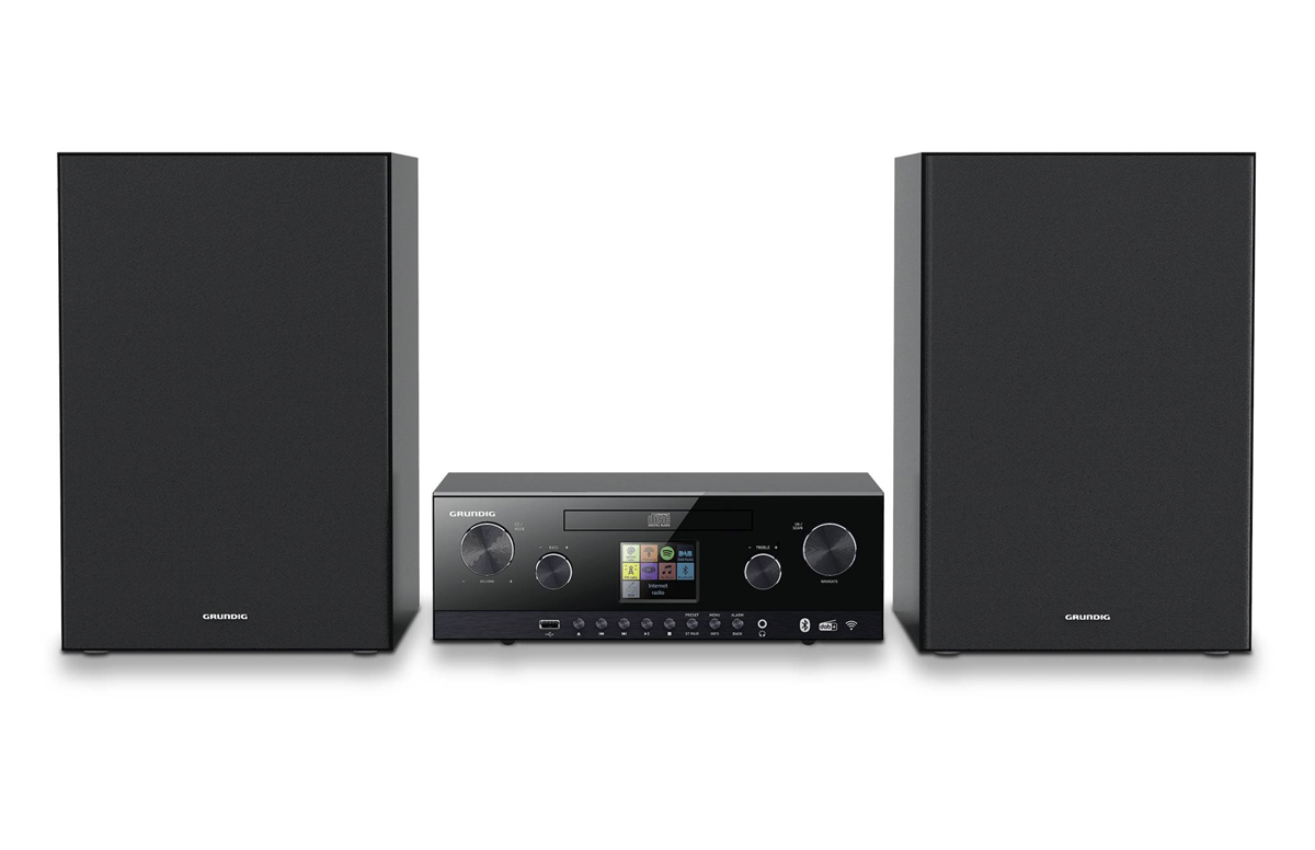 Grundig CMS 5000 BT DAB+ WEB | Audio-Mini-Anlage schwarz | CD-Player 2x 50 Watt - 3-Wege-System, Wecker-Funktionen