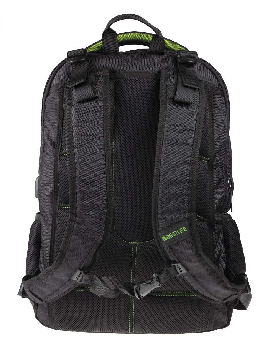 BestLife Gaming Snake Eye RUCKSACK schwarz/grün Gaming Rucksack mit USB Connector für 17'' Laptop