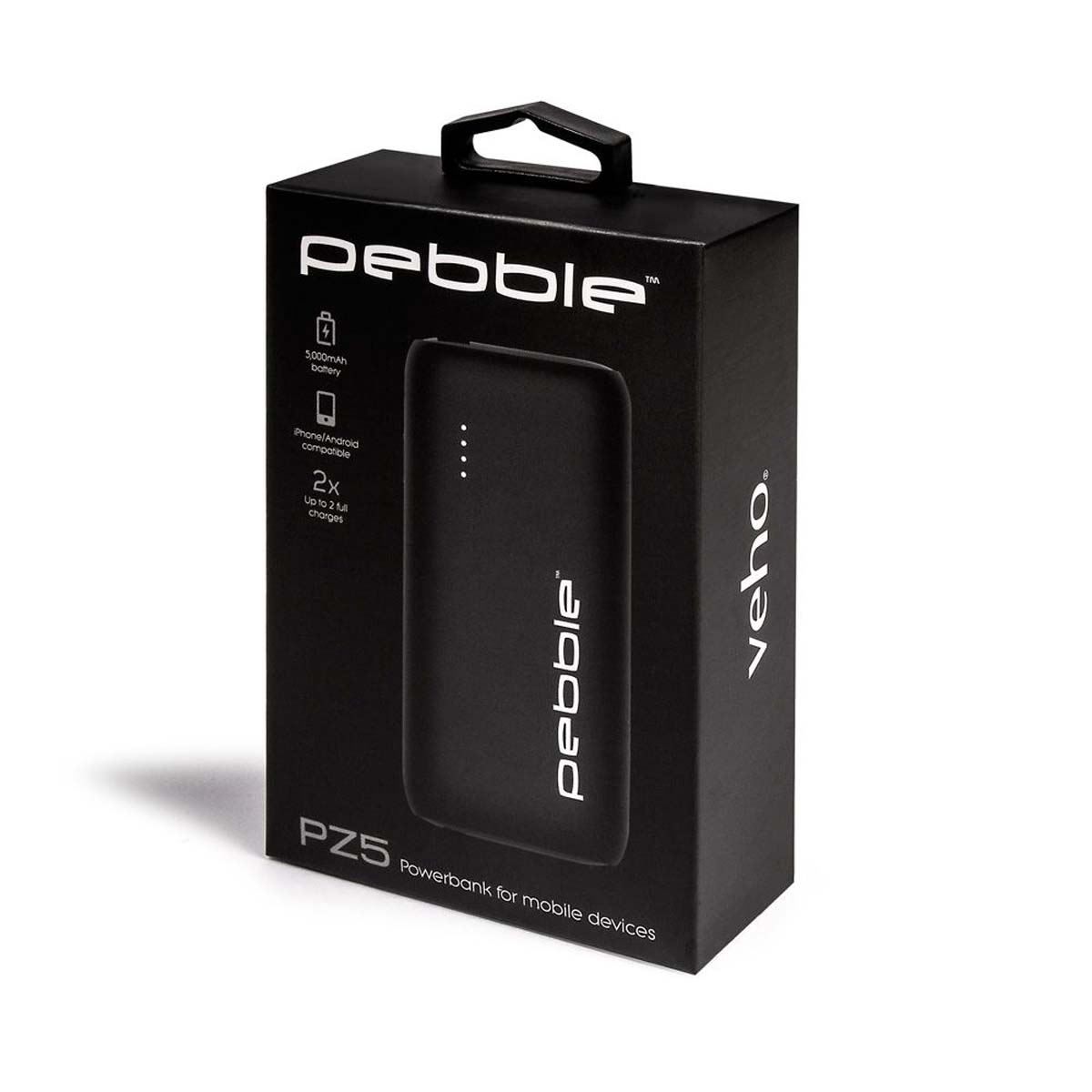 Veho VPP-114-PZ5-B Pebble PZ5 Power Bank 5000mAh, Lithium Polymer LiPo, schwarz