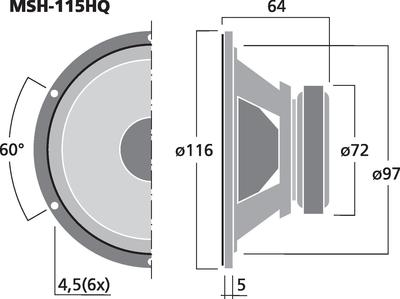 MONACOR MSH-115HQ High-Quality-Hi-Fi-Mitteltöner, 50 W, 8 O