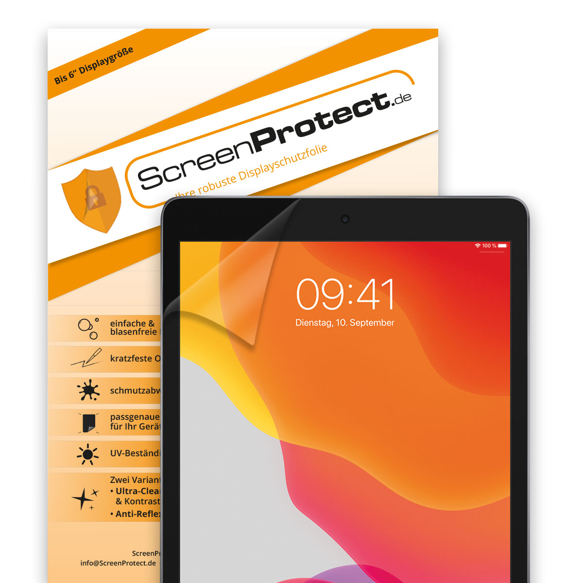 ScreenProtect für Apple iPad 10.2 Zoll 9. Generation in UltraClear oder AntiReflex