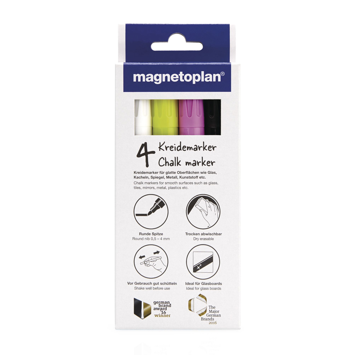 Magnetoplan 12308 Kreidemarker, 4 Stück, farbig sortiert 