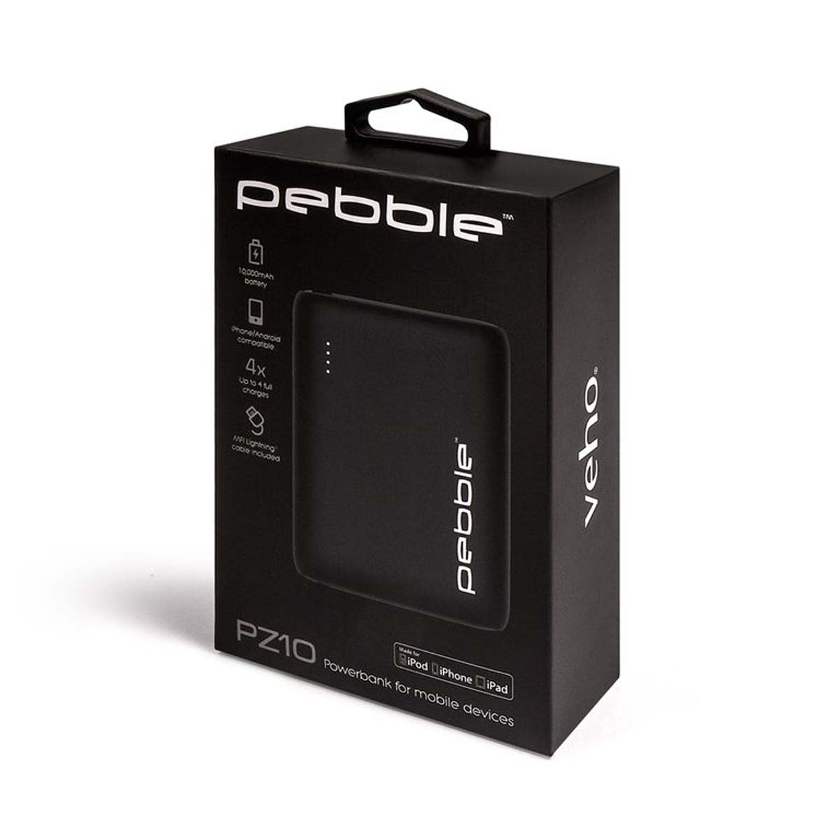 Veho VPP-013-PZ10-B Pebble PZ10 Pro Power Bank Lithium Polymer (LiPo), 10000 mAh. USB-A/C