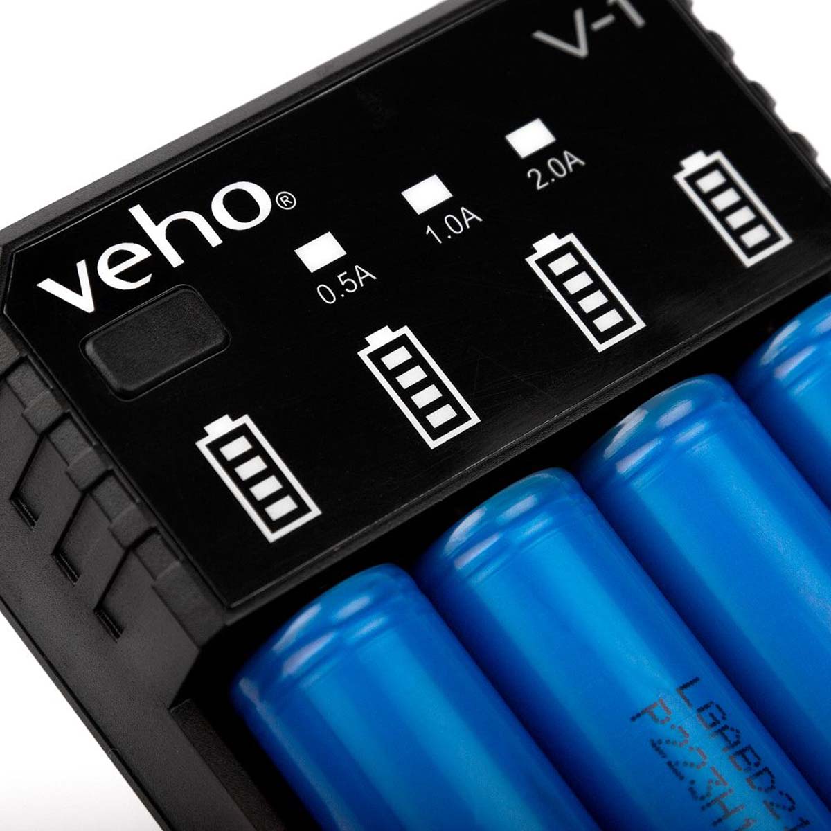 Veho VPP-011-V1 USB-Akkuladegerät mit LED Anzeige, 4 Kanäle, 2 A, mit Überladeschutz & Anti-Reverse-Ladeschutz