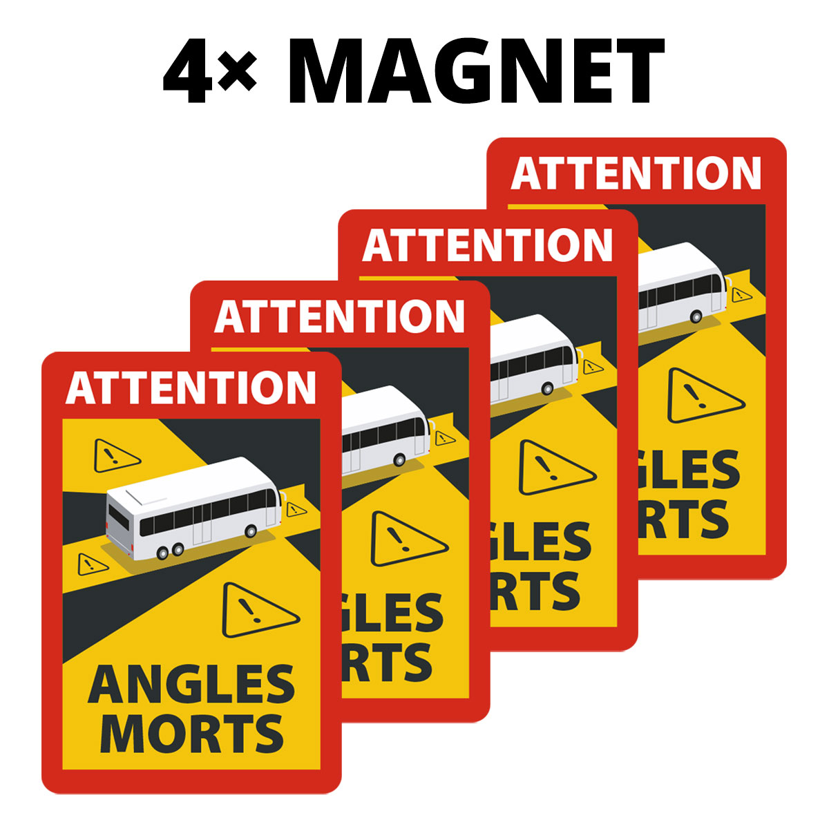 Angles Morts - Toter Winkel Hinweisschild für Bus/Wohnmobil magnetisch, A5, 4 Stück