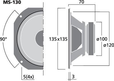 MONACOR MS-130 Hi-Fi-Mitteltöner, 40 W, 8 Ohm