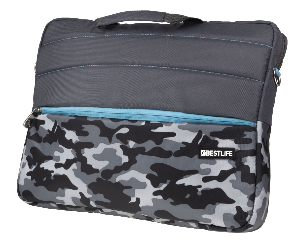 BestLife Umhänge-Tasche Soft für Laptop bis 15,6 Zoll grau Camouflage